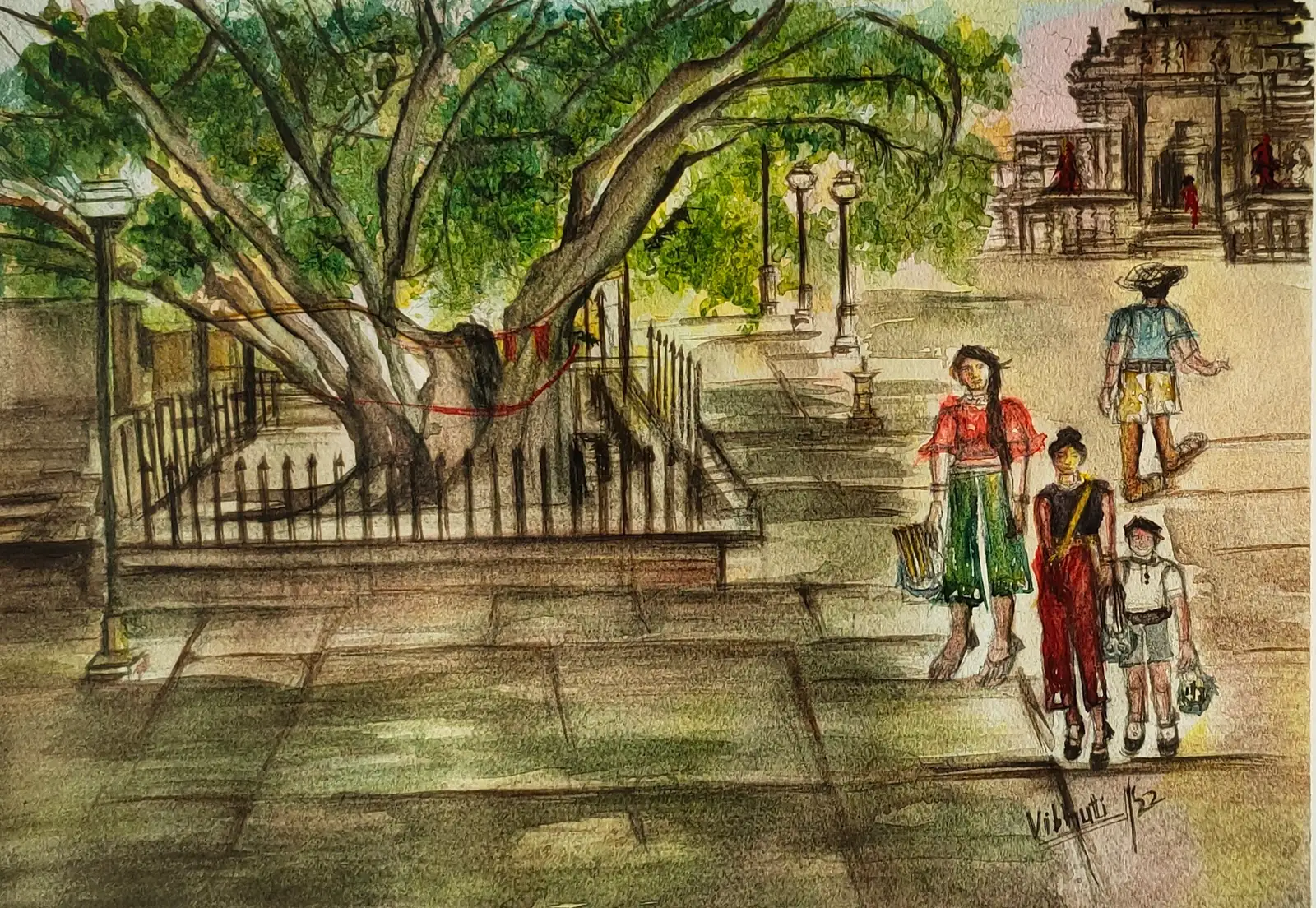 City of Knowledge and Culture — watercolor landscape by Vibhuti Mehta