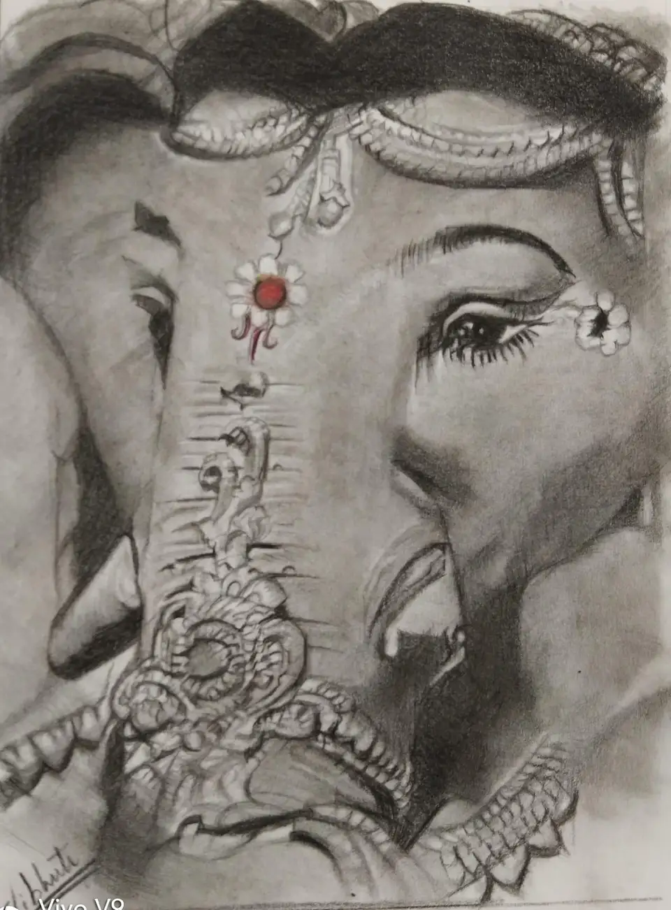 Cute Lord — graphite devotional work by Vibhuti Mehta