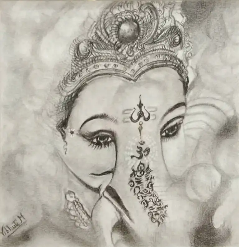 Ganesha I — graphite devotional work by Vibhuti Mehta