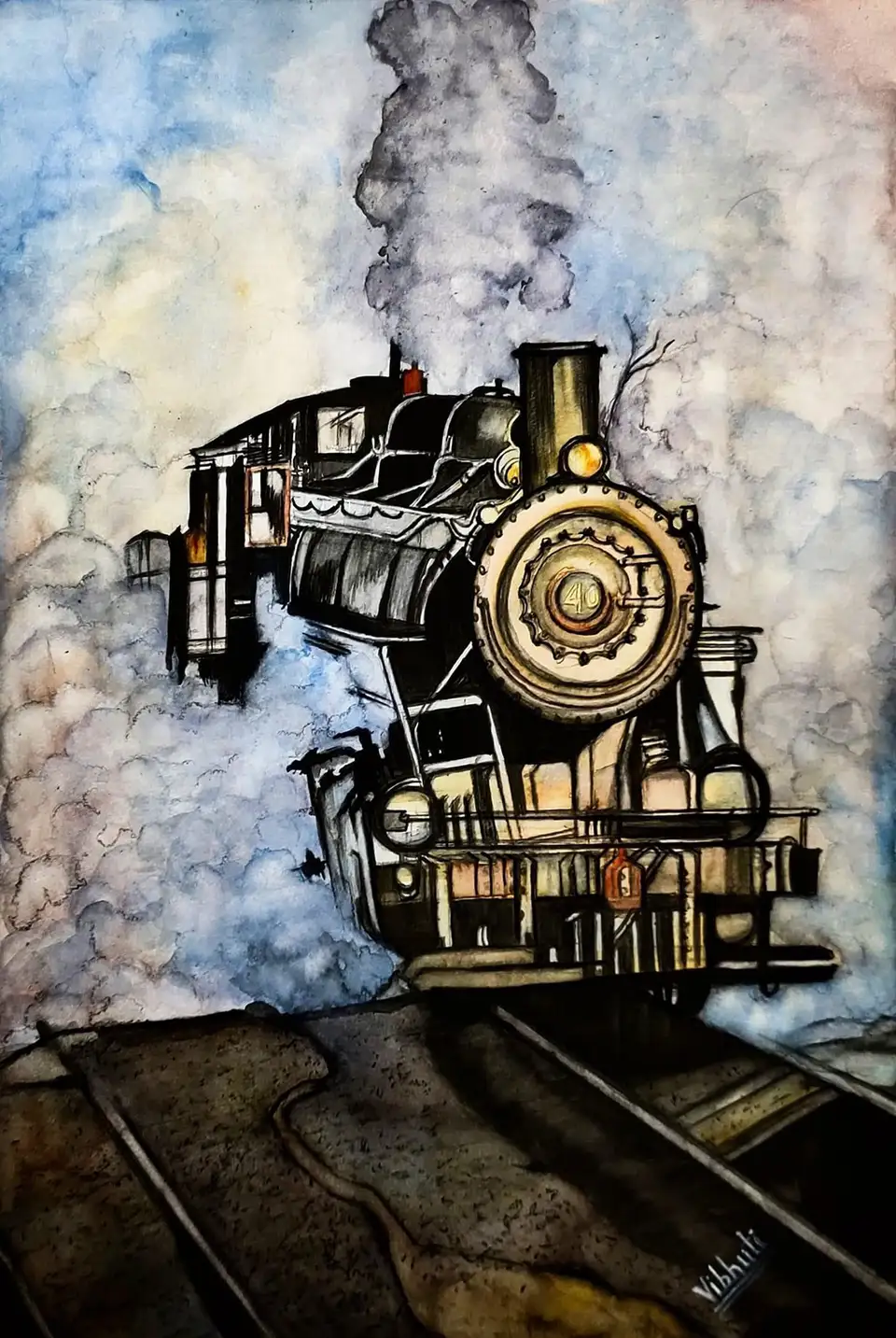 Let the whistle blow — watercolor portrait by Vibhuti Mehta