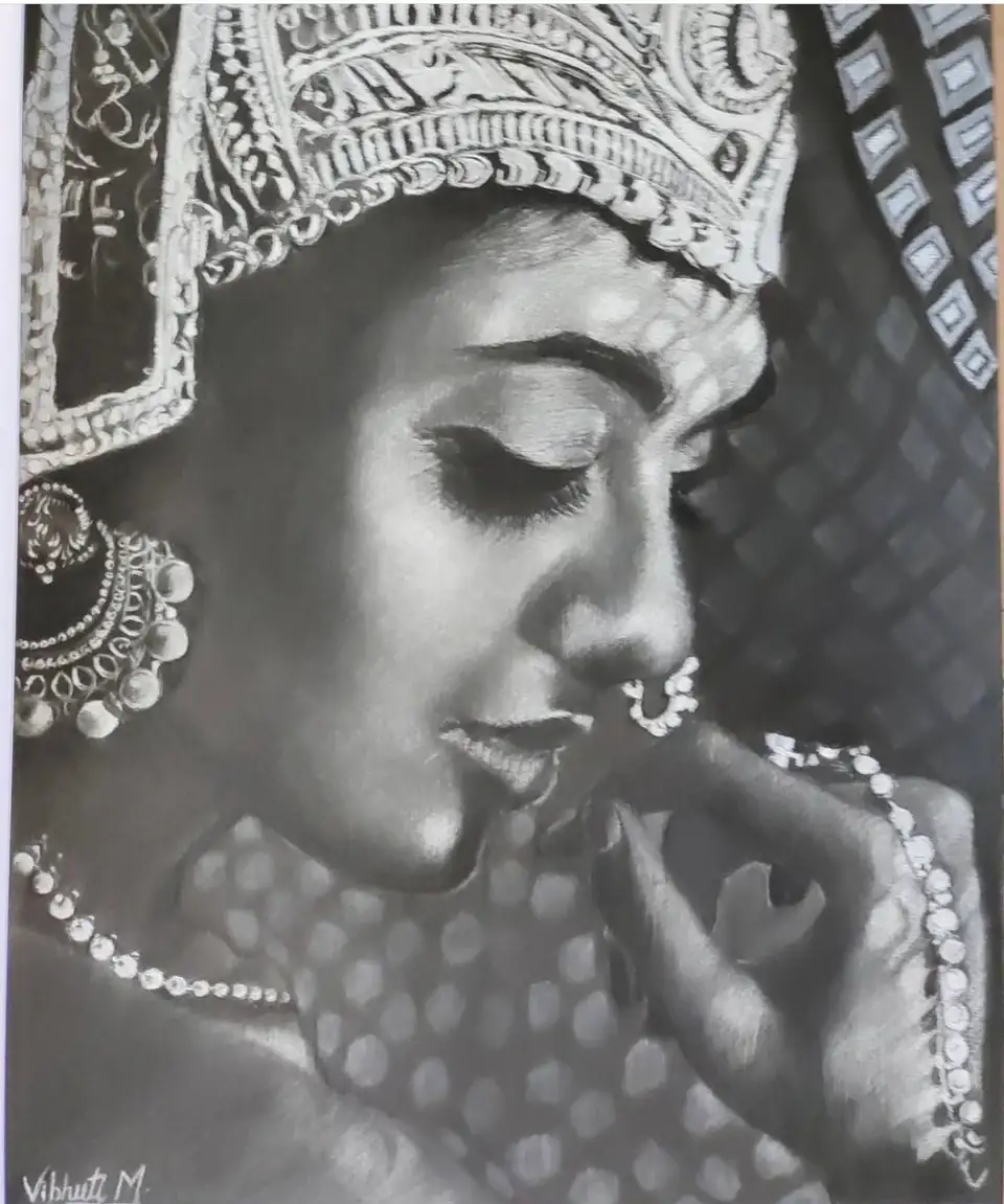 Love Yourself I — charcoal portrait by Vibhuti Mehta