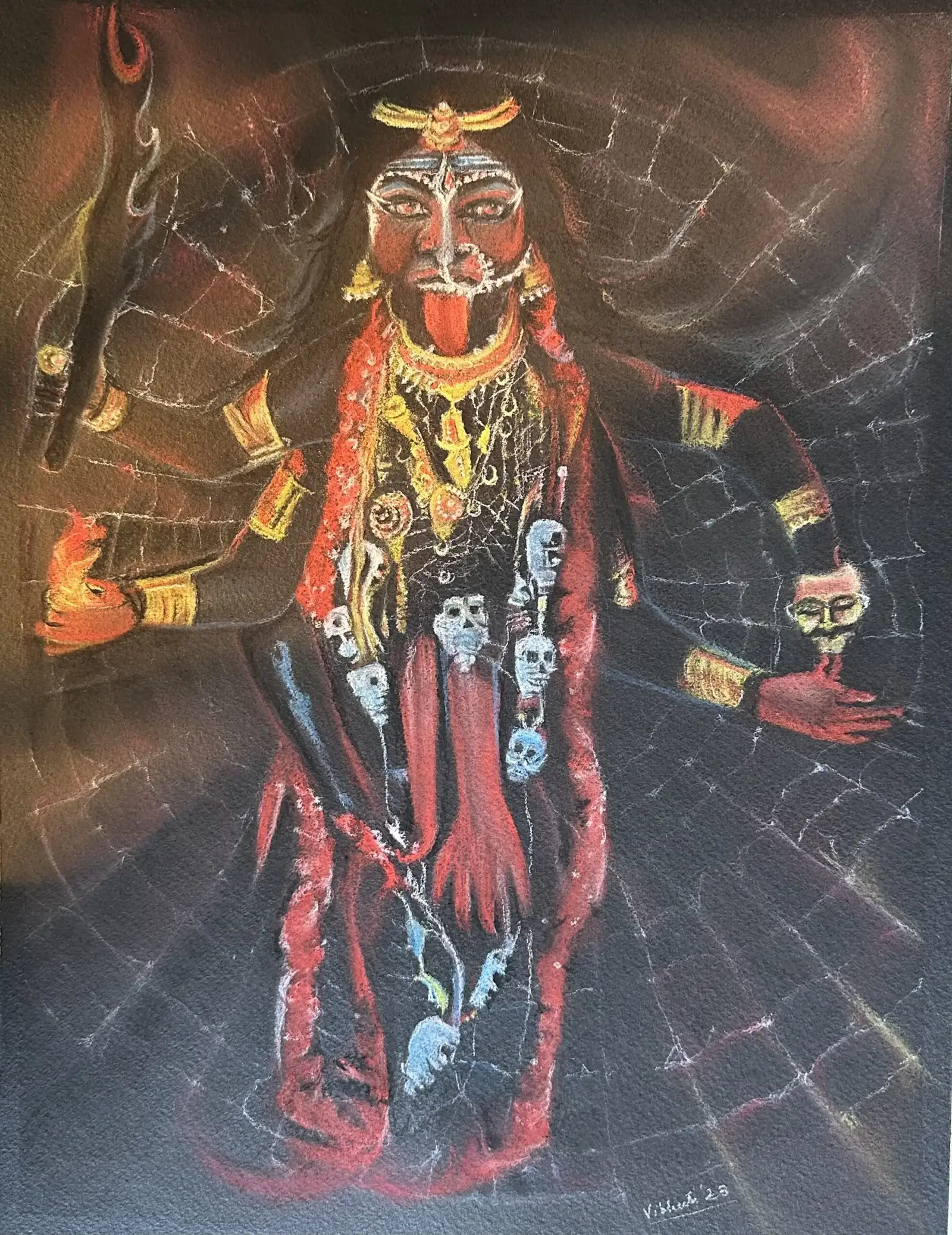 Maa Kaali — pastel devotional work by Vibhuti Mehta