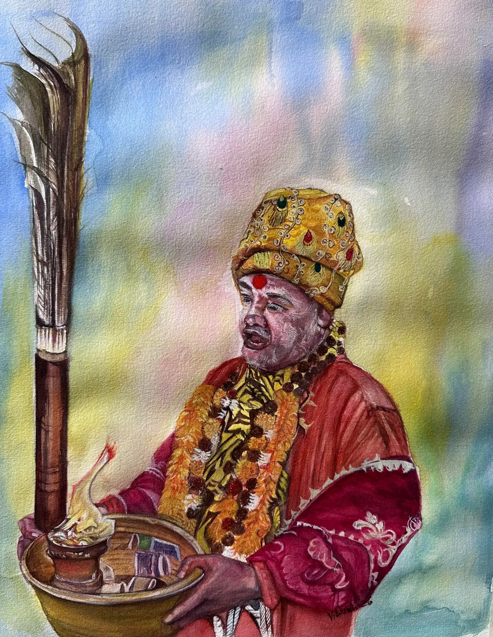 Sadhu — watercolor portrait by Vibhuti Mehta