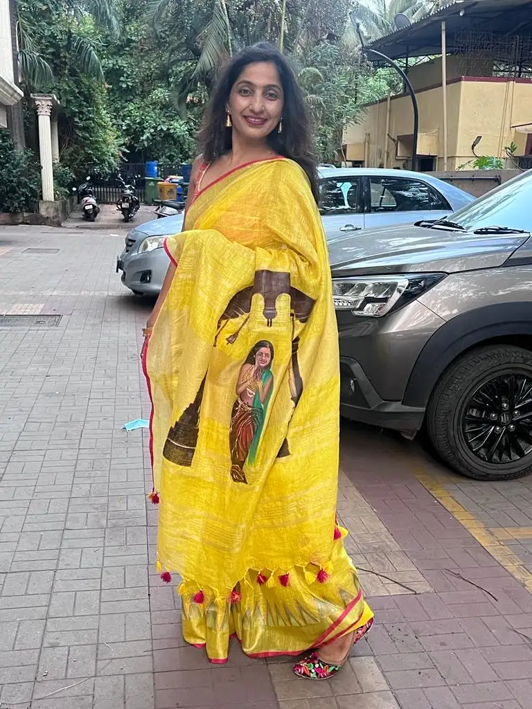 Self Portrait on Fabric — fabric painting wearable artwork by Vibhuti Mehta