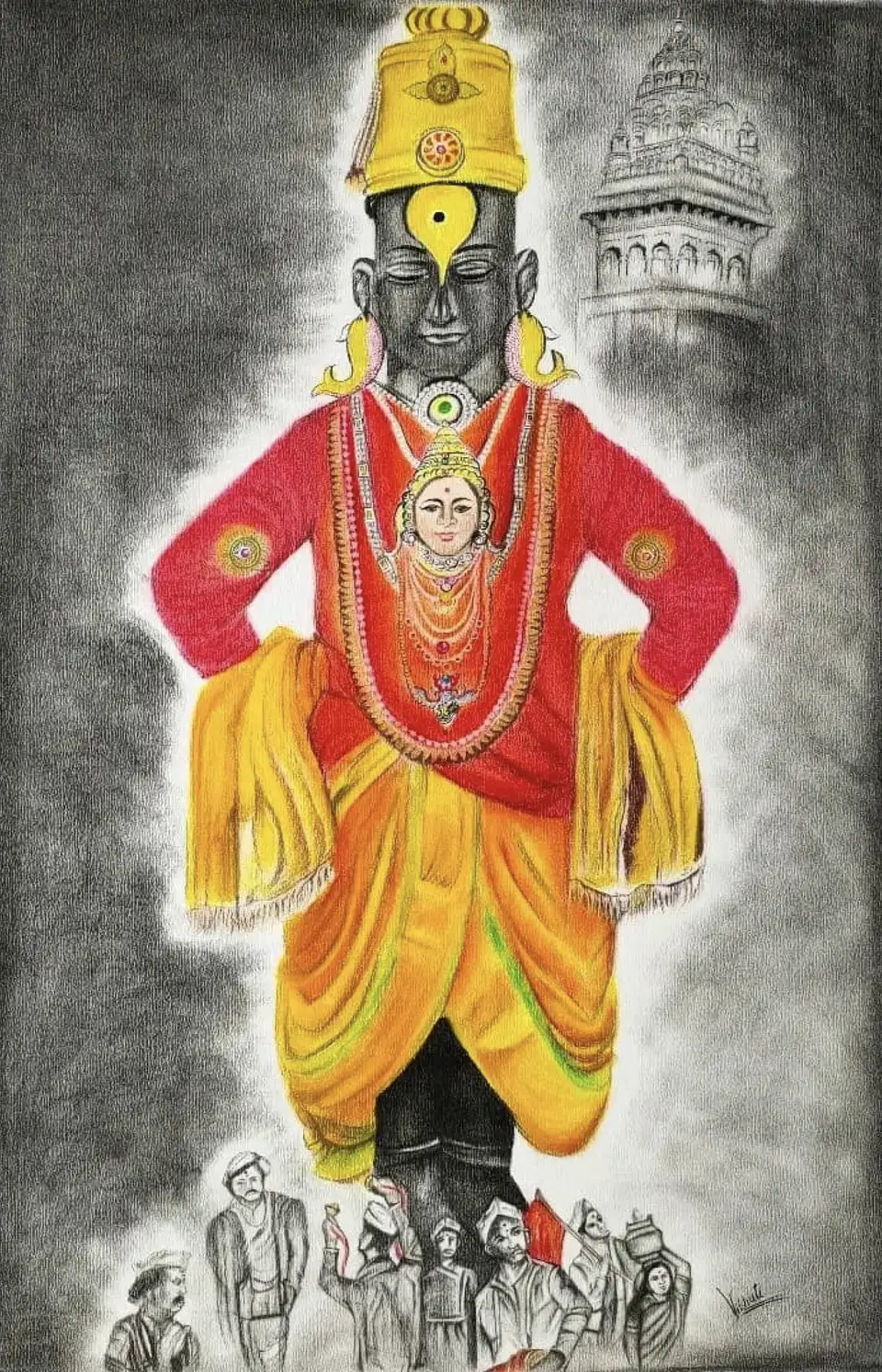 Vithoba — pastel devotional work by Vibhuti Mehta