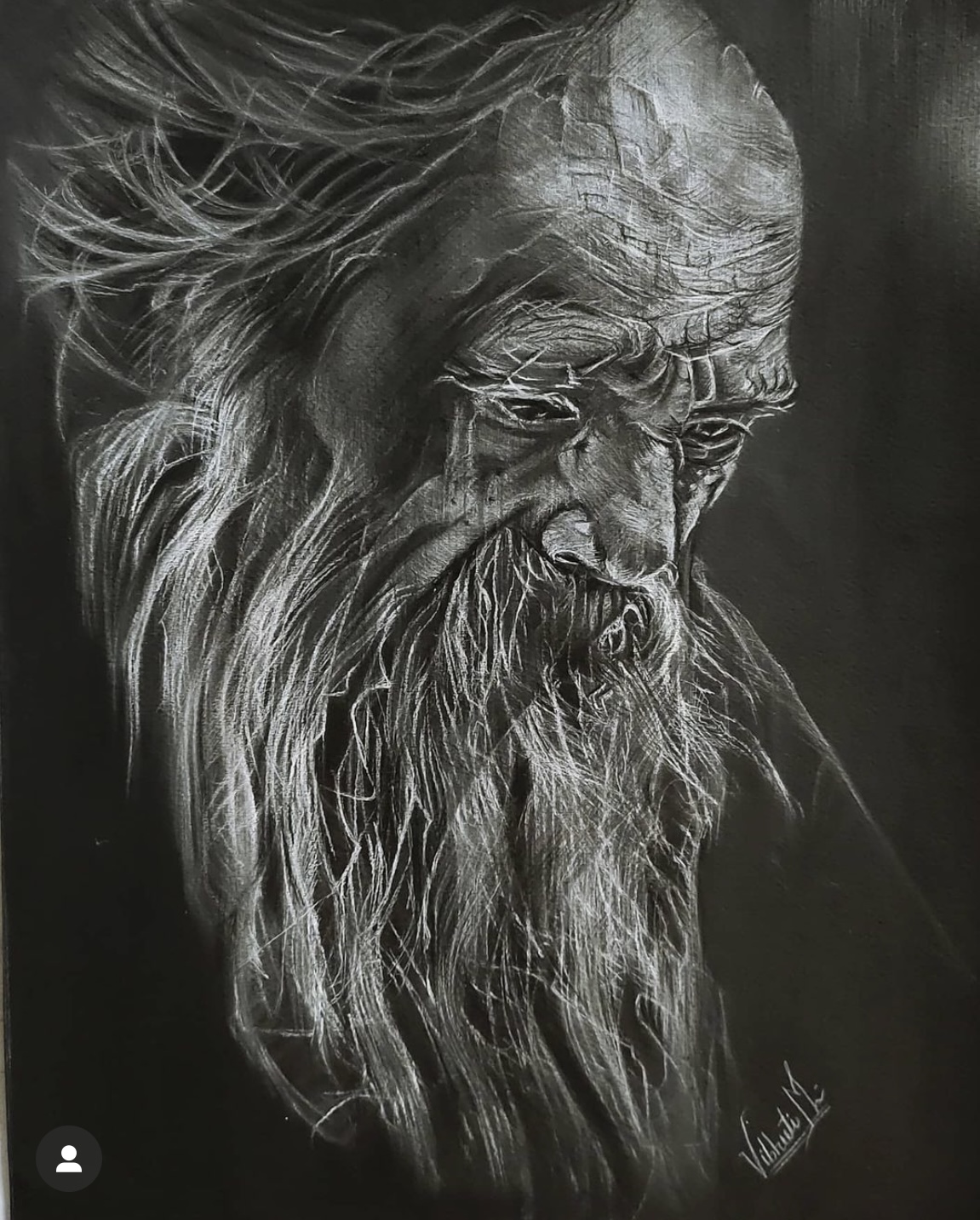 Age doesn’t matter — charcoal portrait painting by Vibhuti Mehta
