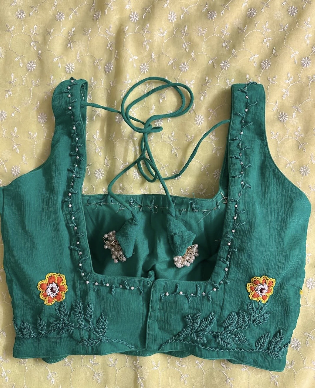 Crochet Floral — Fabric Painting wearable art by Vibhuti Mehta