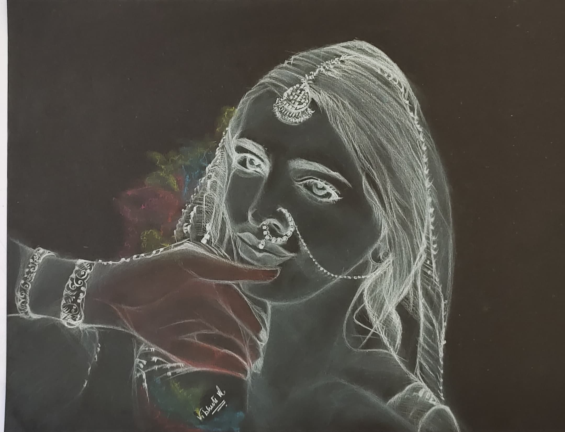 Grace — charcoal portrait painting by Vibhuti Mehta