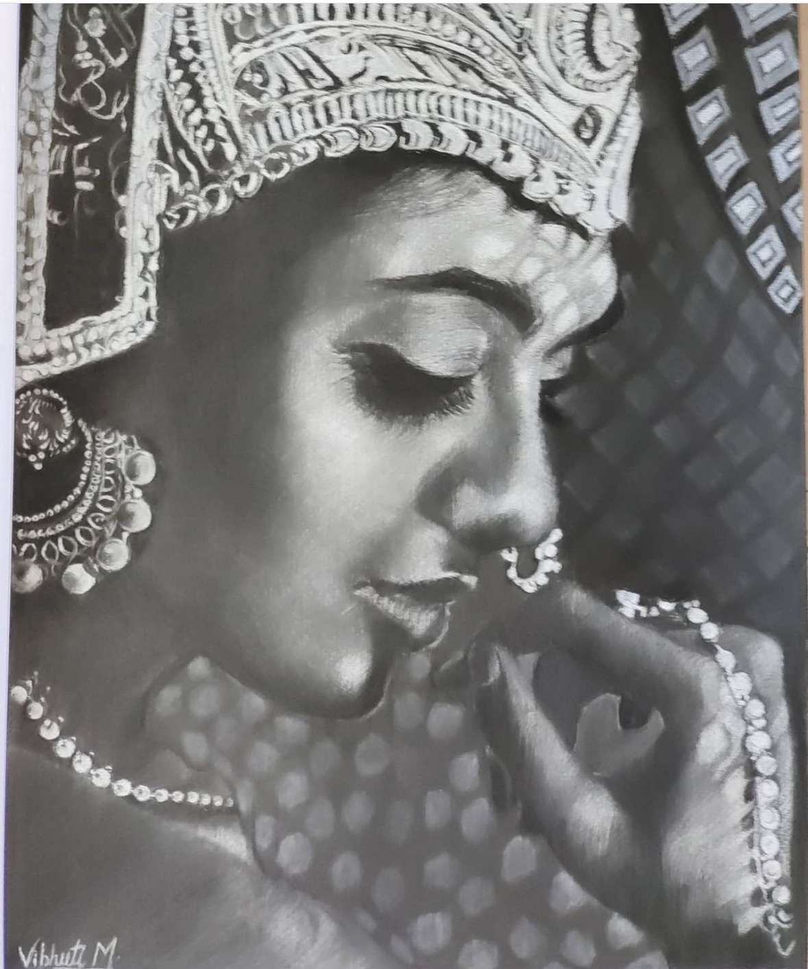 Love Yourself I — charcoal portrait painting by Vibhuti Mehta