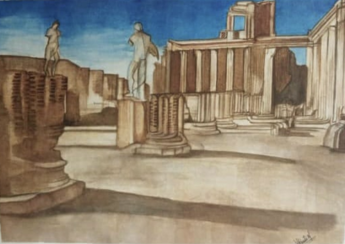 Pompei (Italy) — watercolor places painting by Vibhuti Mehta