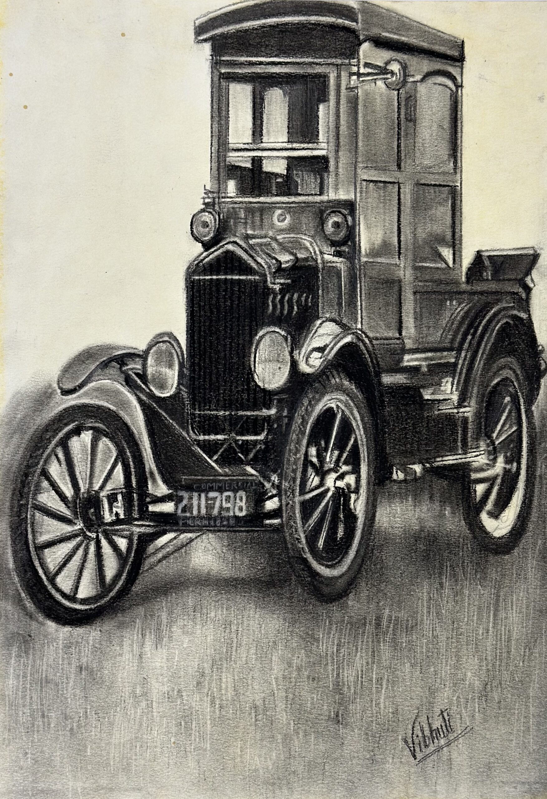 Vintage — charcoal still life painting by Vibhuti Mehta