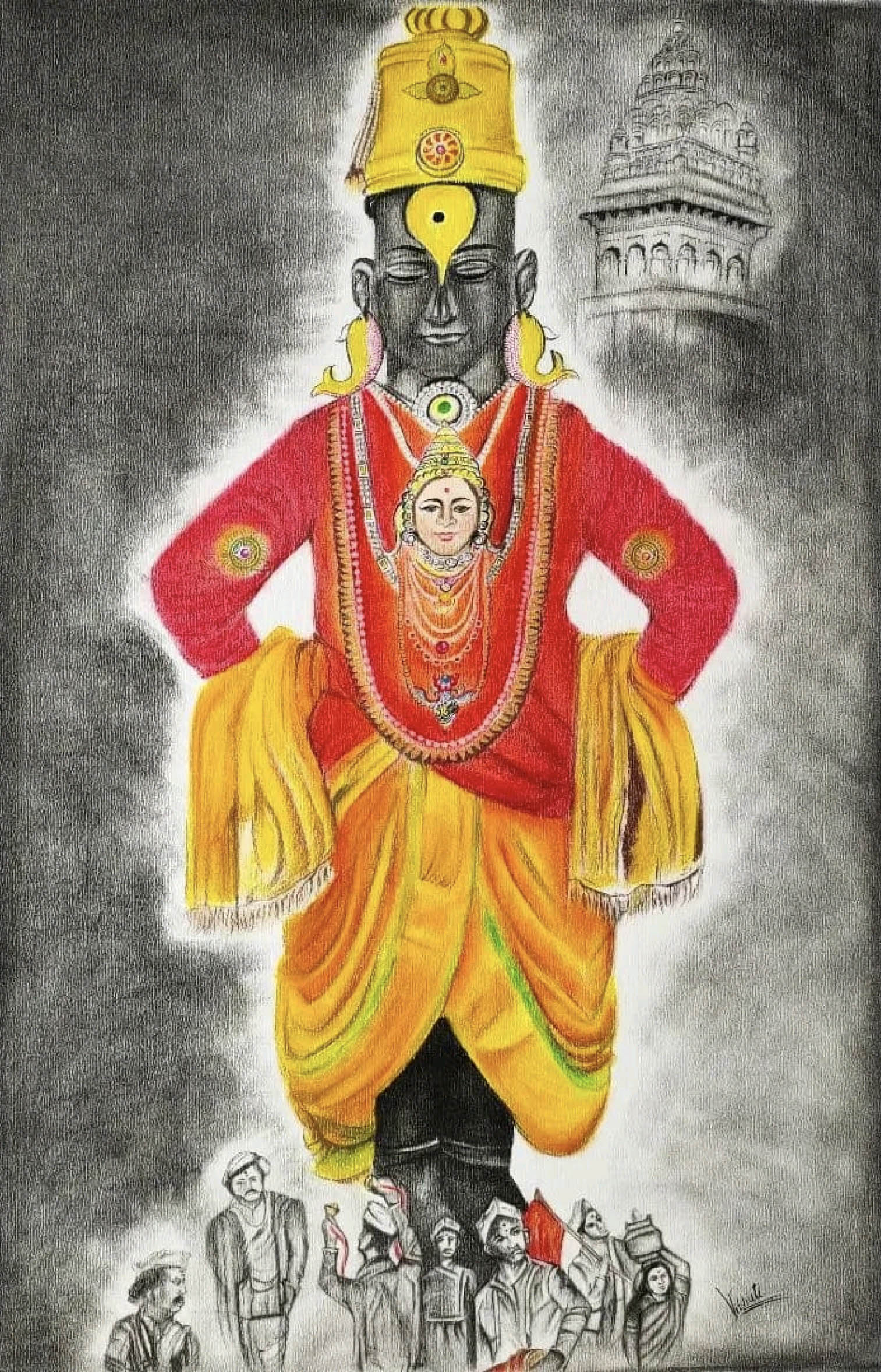 Vithoba — pastel devotional painting by Vibhuti Mehta