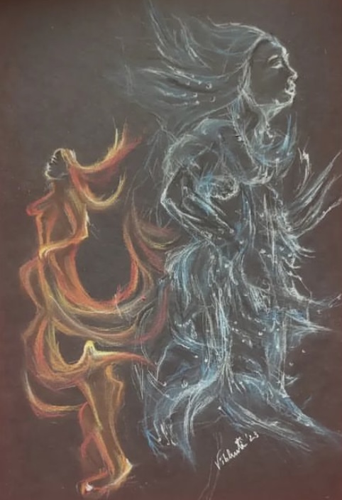 Woman — pastel portrait painting by Vibhuti Mehta